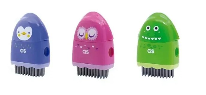 APONTADOR CIS CRIATIC BLIST 3 EM 1 BORRACHA + VASSOURA SORTIDO