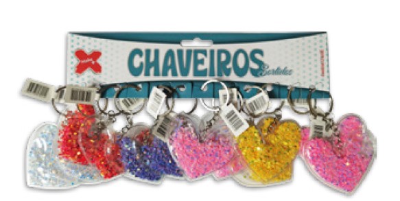 CHAVEIRO CORACAO TRANSPARENTE 5,5CM SORTIDO