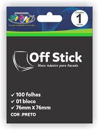 BLOCO ADESIVO P/ RECADO 76X76 OFF STICK PRETO