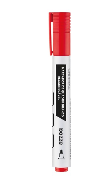 MARCADOR PARA QUADRO BRANCO BAZZE VERMELHO RECARREGAVEL