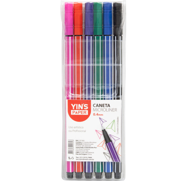 CANETA YINS MICROLINER 0.4 BLISTER C/6 