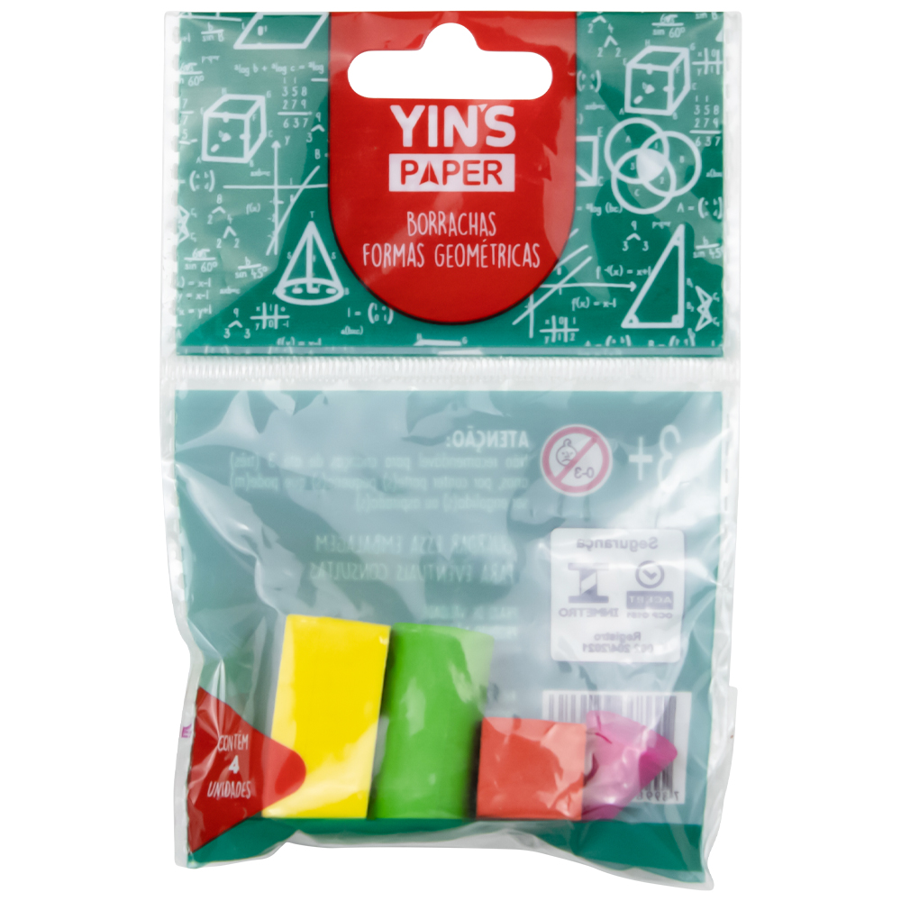 BORRACHA YINS PAPER GEOMÉTRICA BLISTER C/4 YP7296