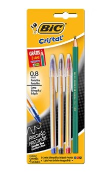 KIT BIC CRISTAL PRECISAO C/3 CANETAS + 1 LAPIS
