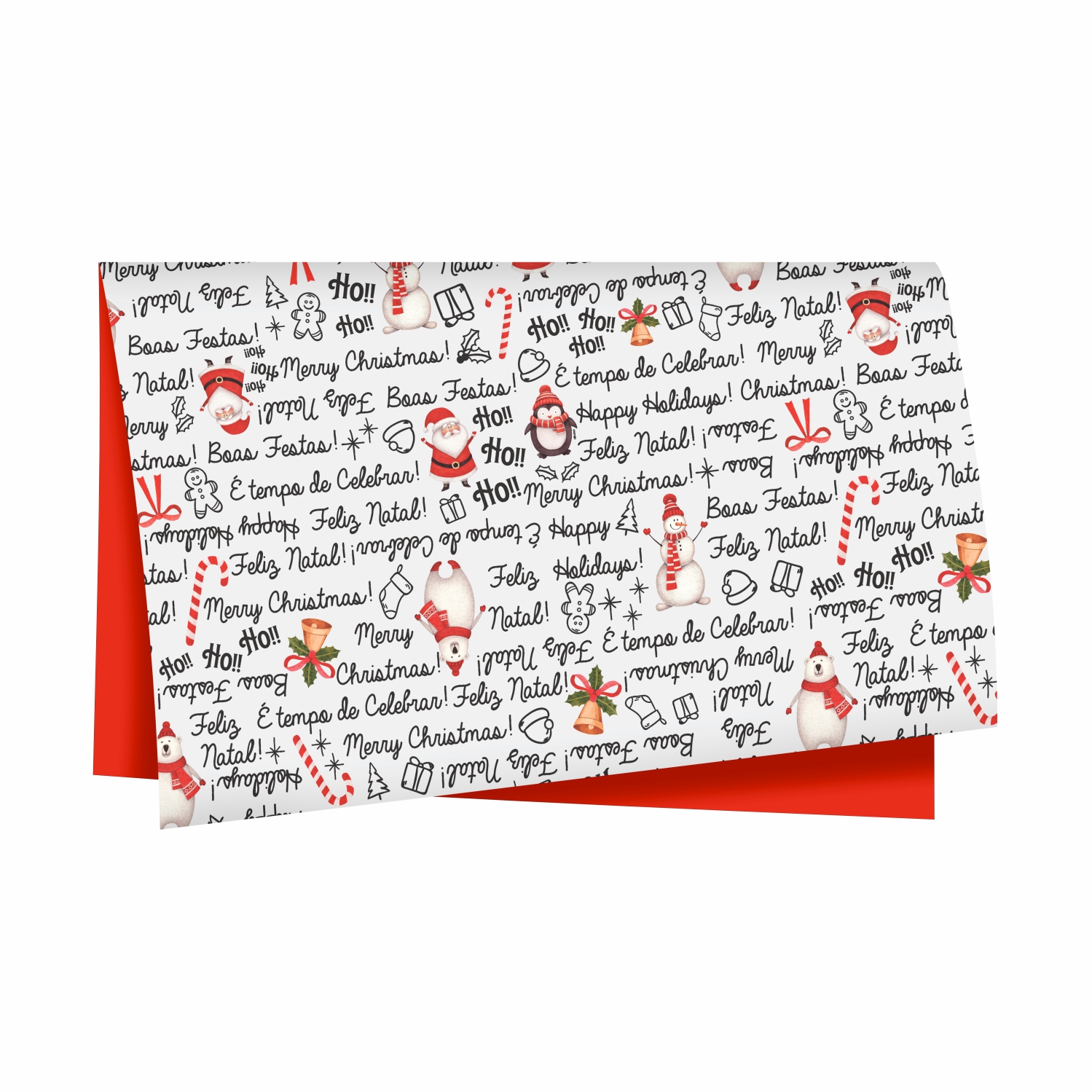 POLI ALBANO 68X65 C/25F DUPLA FACE TURMA DE NATAL BRANCO/VERMELHO