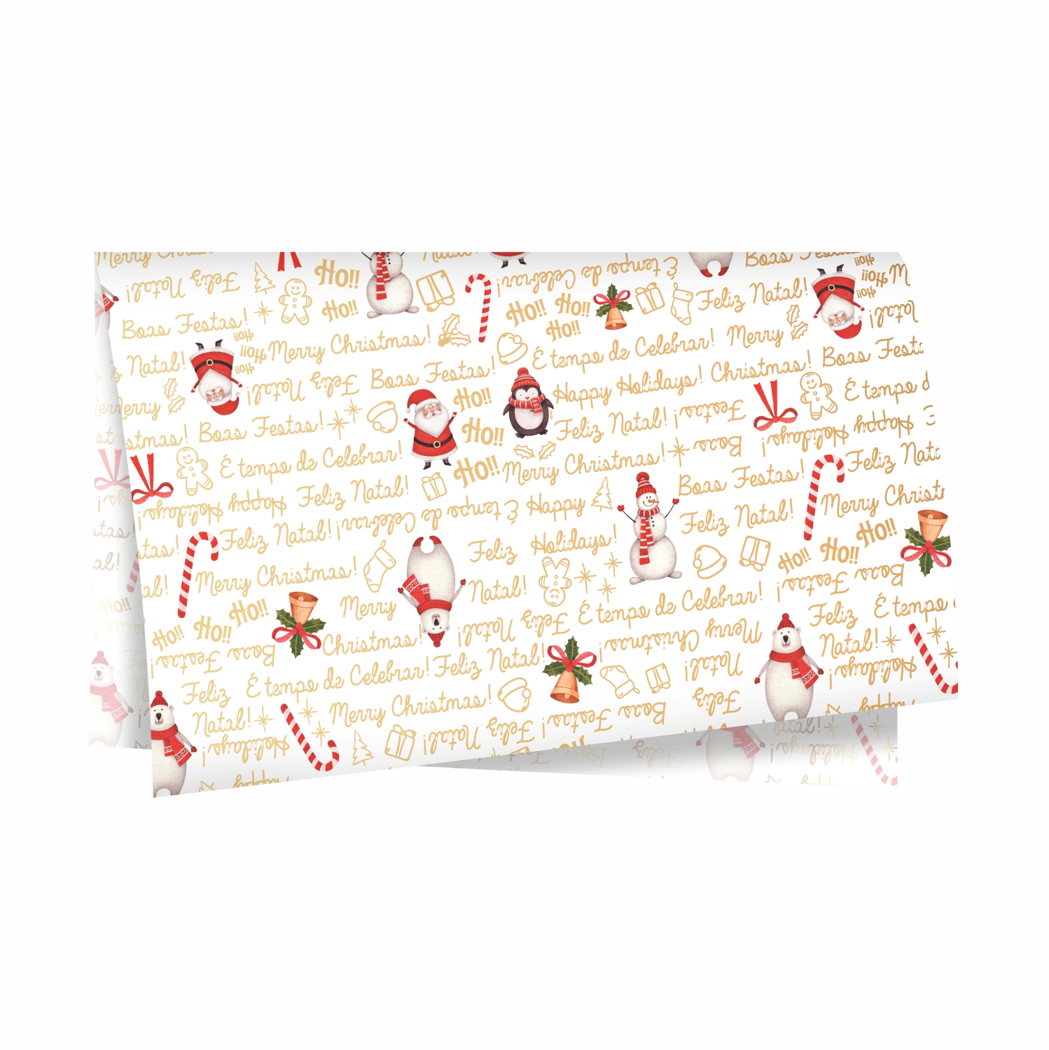 PAPEL SEDA ALBANO C/50F TURMA DE NATAL BRANCO / OURO