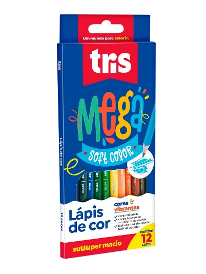 LAPIS DE COR TRIS C/12 MEGA SOFT COLOR