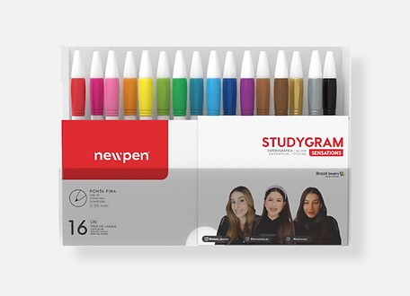 CANETA NEWPEN STUDYGRAM SENSATIONS 0.5MM C/16 SORTIDA