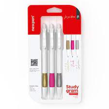 CANETA NEWPEN 0.5 SENSATIONS BLISTER C/3 GOLDEN/PINK/PRATA