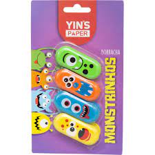 BORRACHA YINS PAPER MONSTRINHOS BLISTER C/4 YP7287