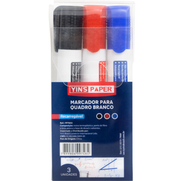 MARCADOR P/QUADRO BRANCO BL C/3 SORTIDO YP7655