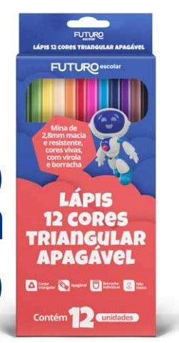 LAPIS DE COR FUTURO C/12 TRIANGULAR APAGAVEL