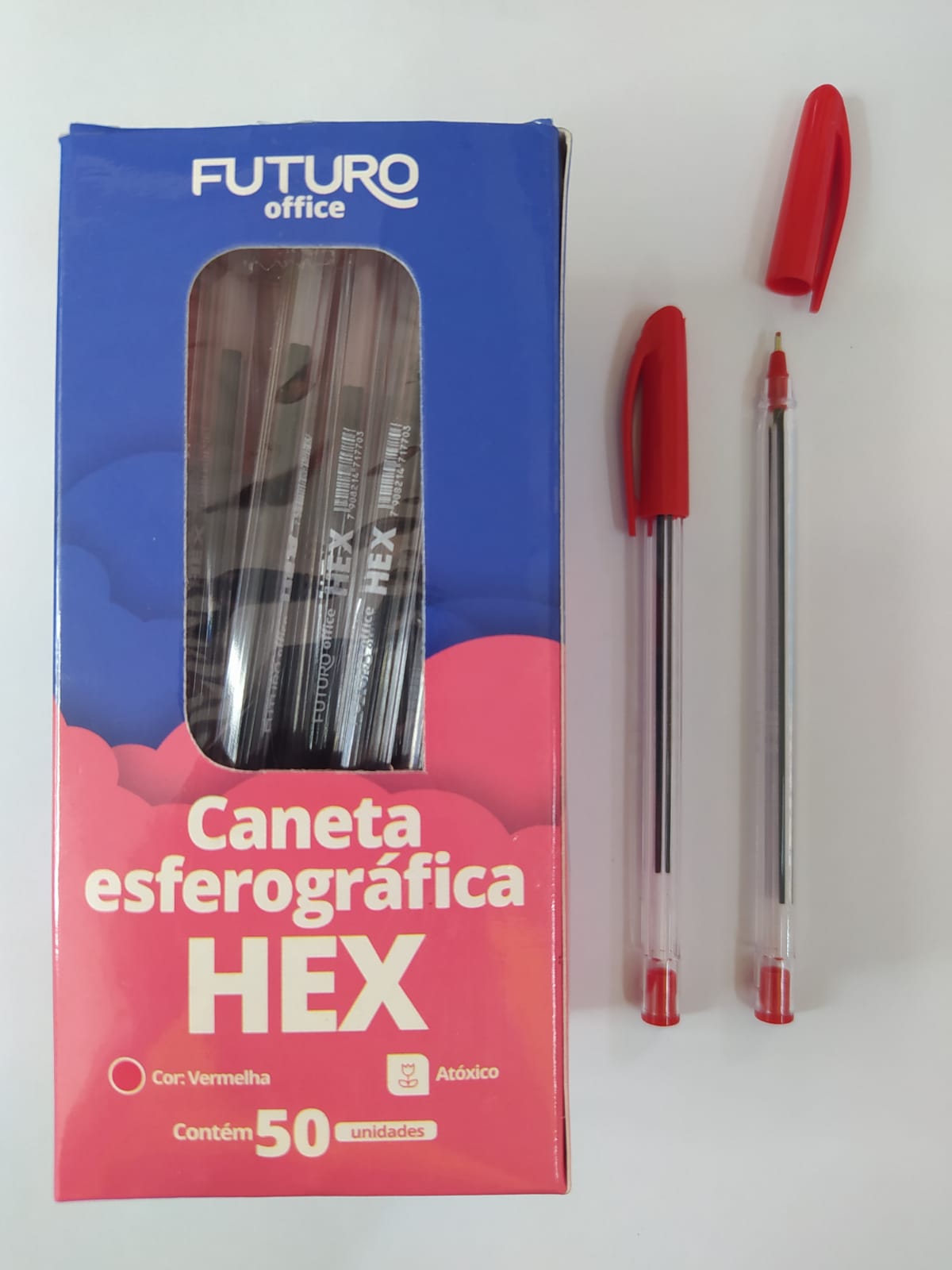 CANETA FUTURO 1.0 HEX VERMELHA 