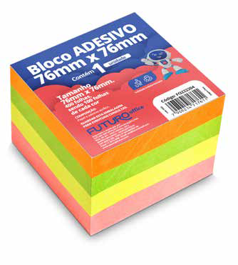 BLOCO ADESIVO FUTURO 76X76MM C/400F COLOR