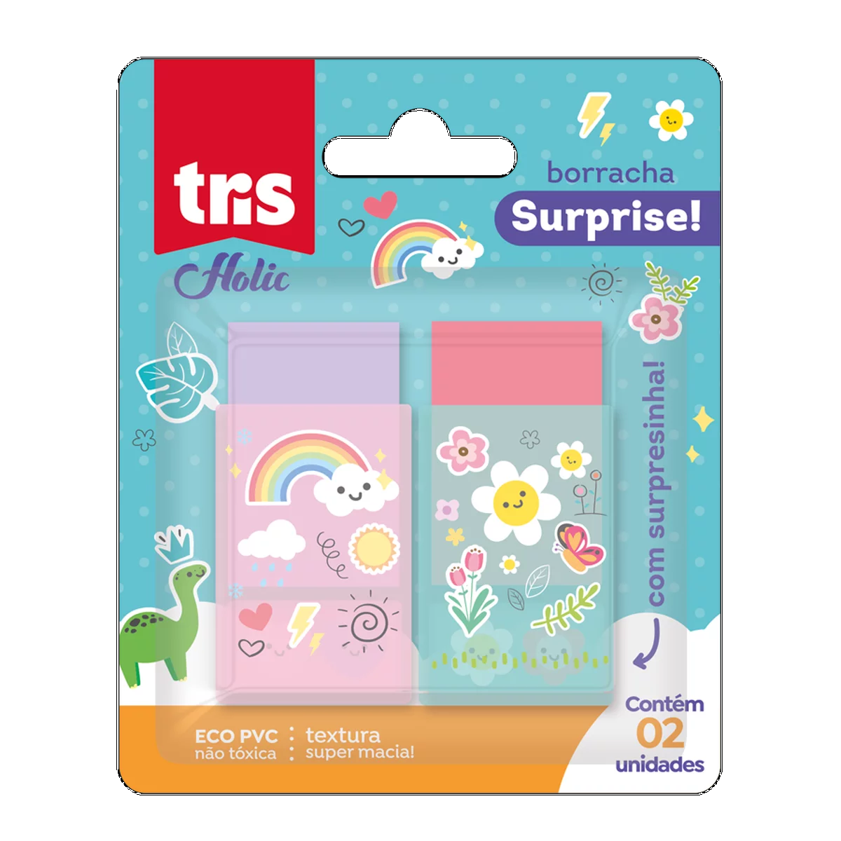 BORRACHA TRIS HOLIC SURPRISE BLISTER C/2