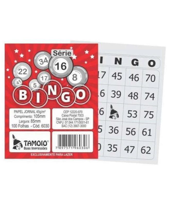 BLOCO BINGO TAMOIO PEQUENO SERIE 18 A 30 100F