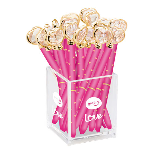 CANETA MOLIN CORACAO DIAMANTE PINK