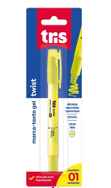 MARCA TEXTO TRIS GEL TWIST BLISTER AMARELO