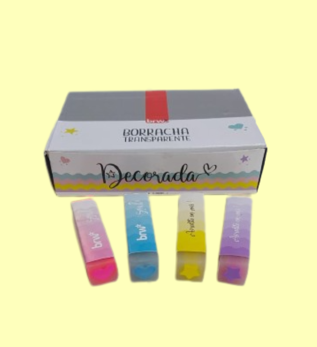 BORRACHA BRW TRANSPARENTE  DECORADA  BO0521