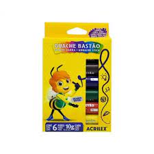 TEMPERA GUACHE BASTAO ACRILEX 6 CORES
