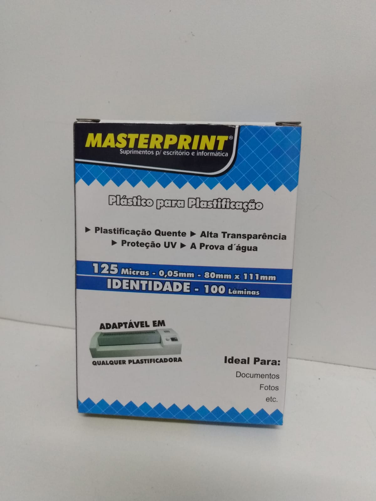 PLASTICO P/ PLASTIFICACAO MASTERPRINT 125 MICRAS RG 100 FOLHAS
