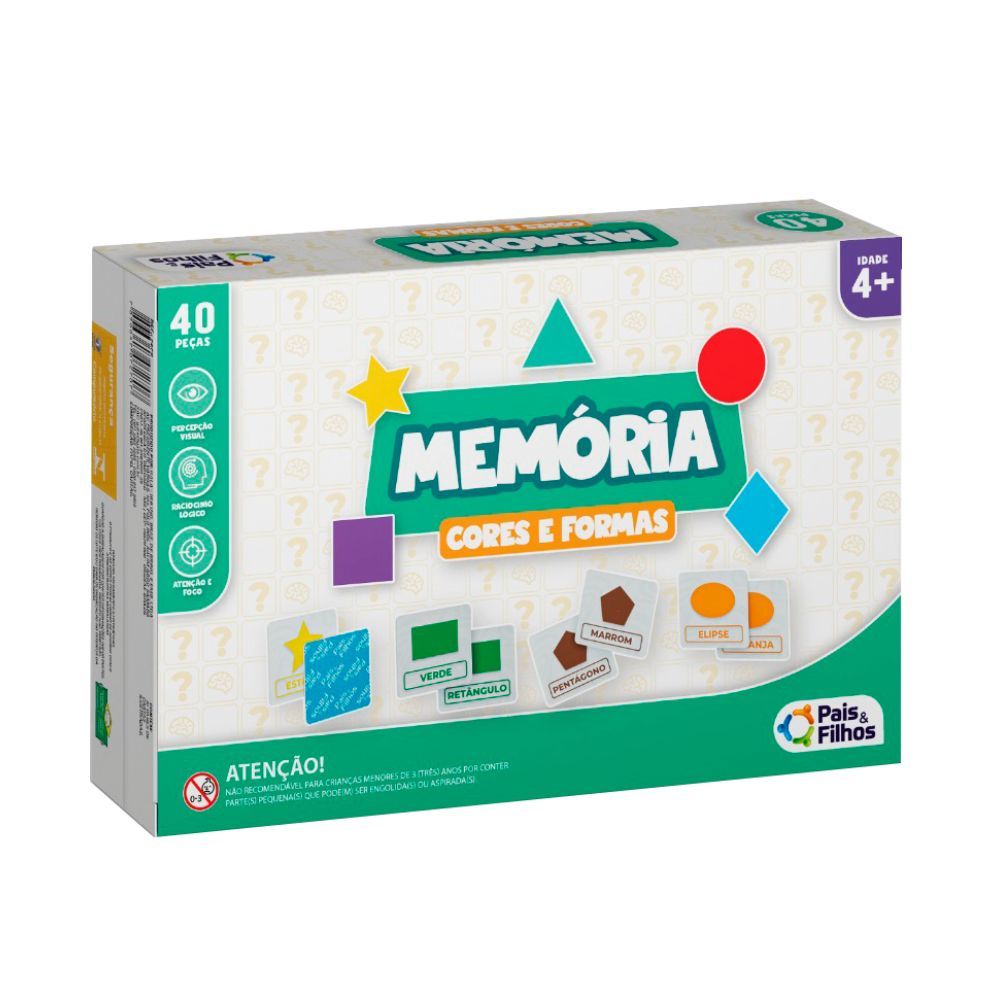 JOGO DA MEMOR CORES E FORMAS PAIS E FILHOS 45 PECAS