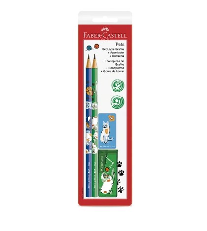LAPIS FABER CASTELL PETS BLISTER KIT C/4 VERDE/AZUL