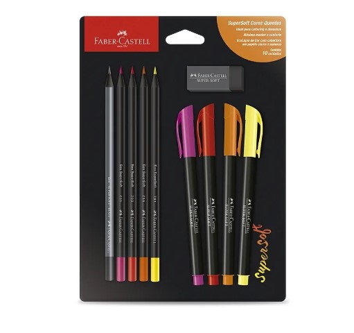KIT FABER CASTELL SUPERSOFT CORES QUENTES C/10