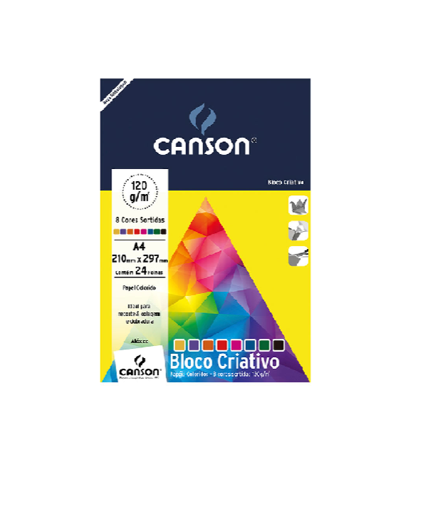 PAPEL CANSON CRIATIVO 24 FOLHAS, A4 SORTIDOS