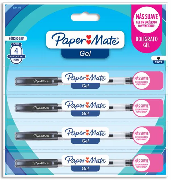 CANETA PAPER MATE GEL PONTA FINA BLISTER C/4 PRETA