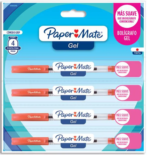 CANETA PAPER MATE GEL PONTA FINA BLISTER C/4 VERMELHA
