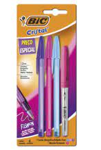 CANETA BIC 1.2 KIT FASHION C/3+1 MARCADOR PERMANENTE ROSA