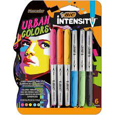 MARCADOR BIC PERMANENTE KIT C/6 CORES URBANAS