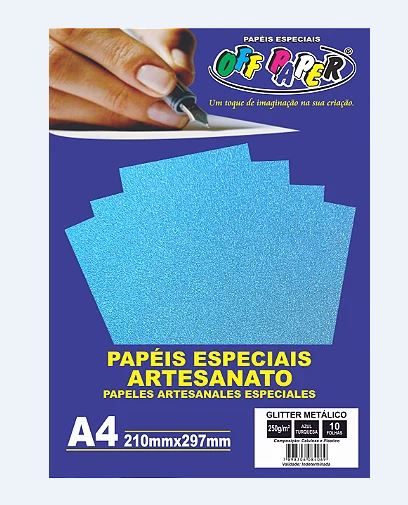 PAPEL OFF PAPER GLITTER 250G A4 10F PRAT