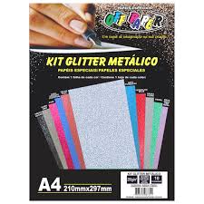 PAPEL OFF PAPER GLITTER 250G A4 10F SORT