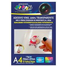 ADESIVO VINIL A4 110G OFF PAPER C/10 FOLHAS TRANSPARENTE