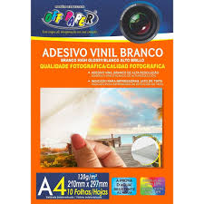 ADESIVO VINIL A4 120G OFF PAPER C/10FOLHAS BRANCO