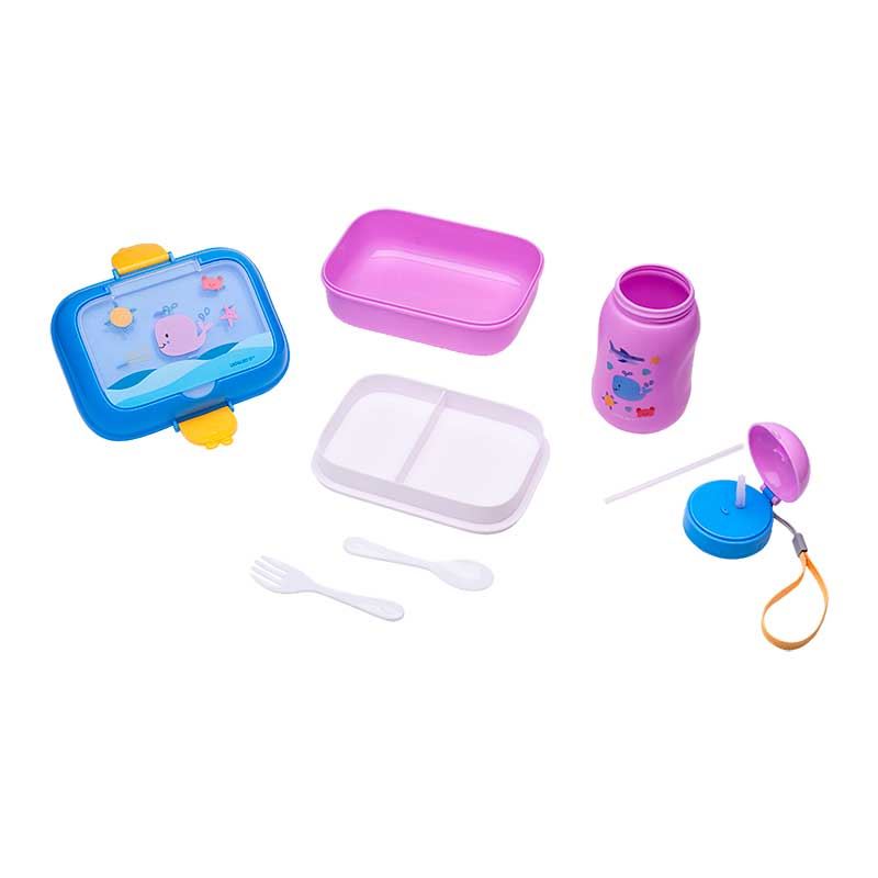 KIT LANCHE LEO&LEO GARRAFA, MARMITA, GARFO E COLHER - FUNDO DO MAR