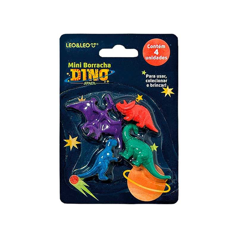 BORRACHA LEO&LEO MINI DINO BLISTER C/4 10192