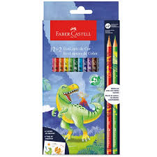 LAPIS DE COR FABER CASTELL C/12+2 DINOSSAURO