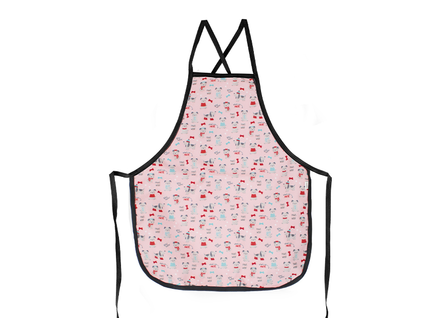 AVENTAL WALEU ESTAMPADO CACHORRINHO ROSA