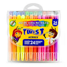 GIZ DE CERA 24 CORES ACRILEX RETRATRATIL