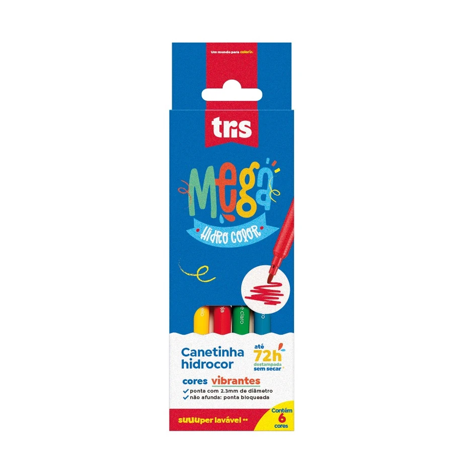 CANETA TRIS HIDROCOR C/6 MEGA