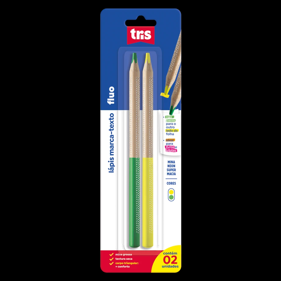 LAPIS MARCA TEXTO TRIS FLUO AMARELO / VERDE