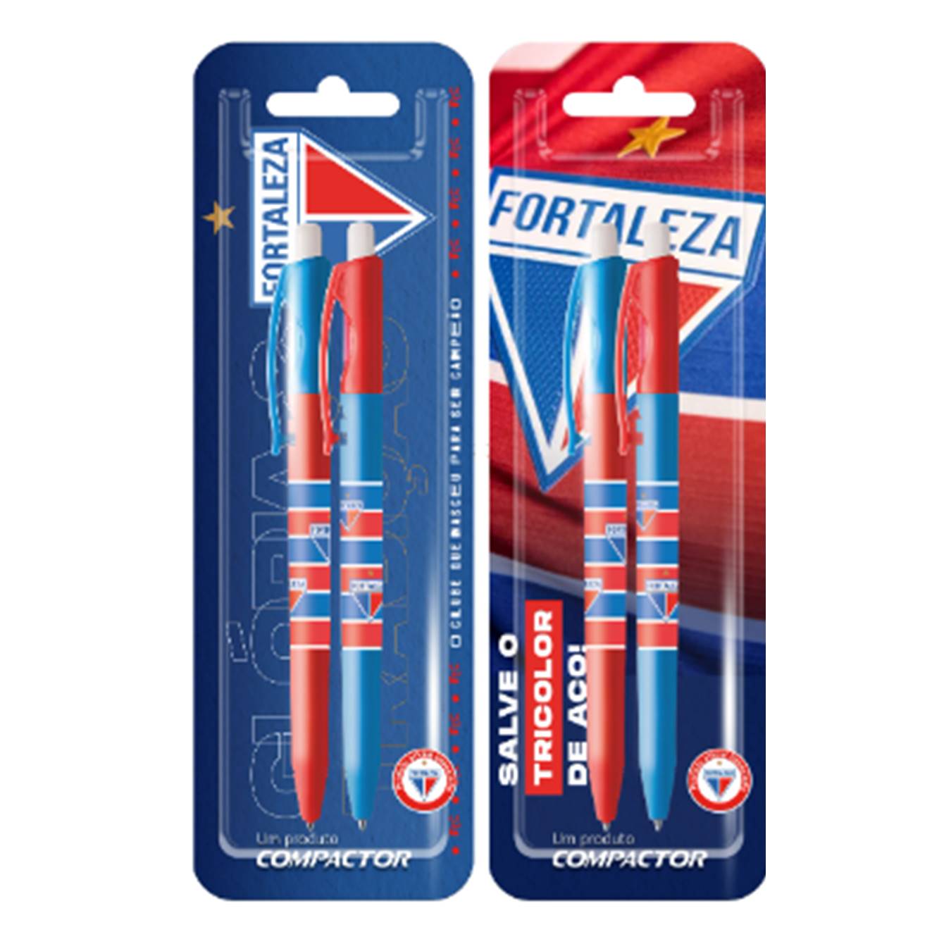 CANETA COMPACTOR 07 RETRATIL FORTALEZA BLISTER C/2 AZUL