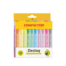 MARCA TEXTO COMPACTOR DESTAQ C/10 CORES