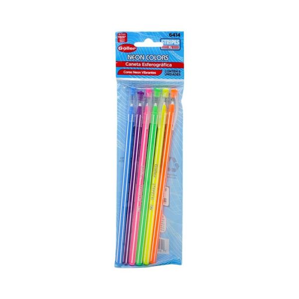 CANETA GOLLER 0.7 STRIPES NEON COLORS C/6