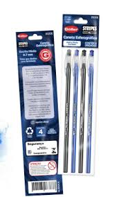 CANETA GOLLER 0.7 STRIPES AZUL/PRETA C/4 G1413