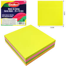 BLOCO ADESIVO 76X76 GOLLER NEON 200 FOLHAS 4 CORES