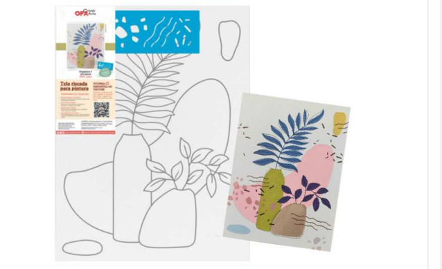 TELA RISCADA PARA PINTURA OPA 30X40CM ORGANICO I COM STENCIL