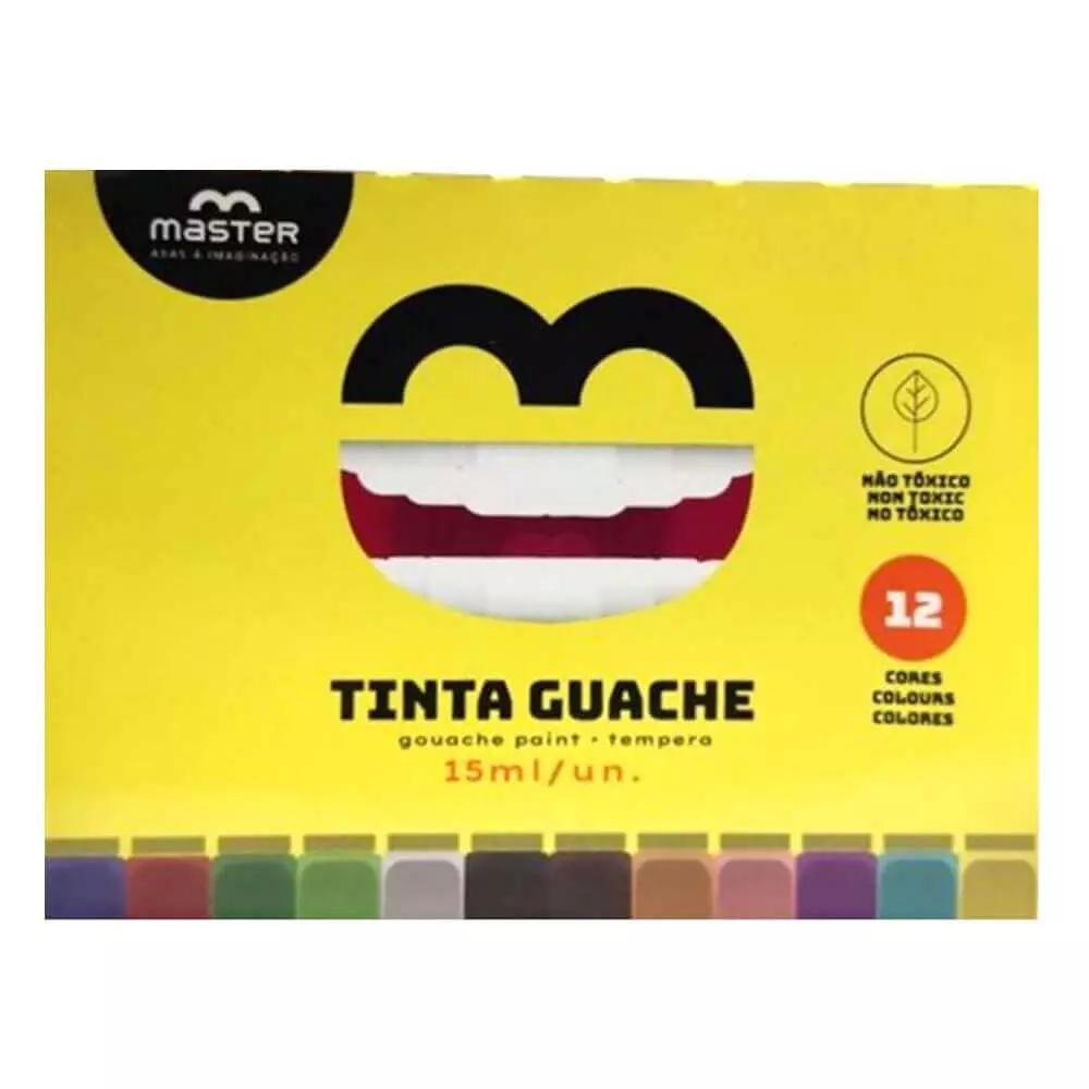 TINTA GUACHE MASTER ESTOJO COM 12 CORES DE 15ML